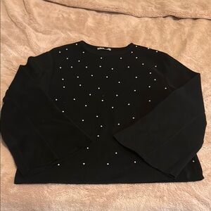 Zara Black Blouse with White Accents